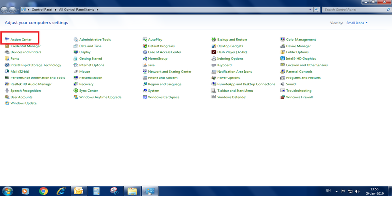 GST billing software-Action Center