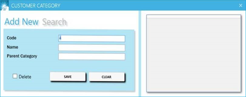 GST billing software-Customer Category Creation Window