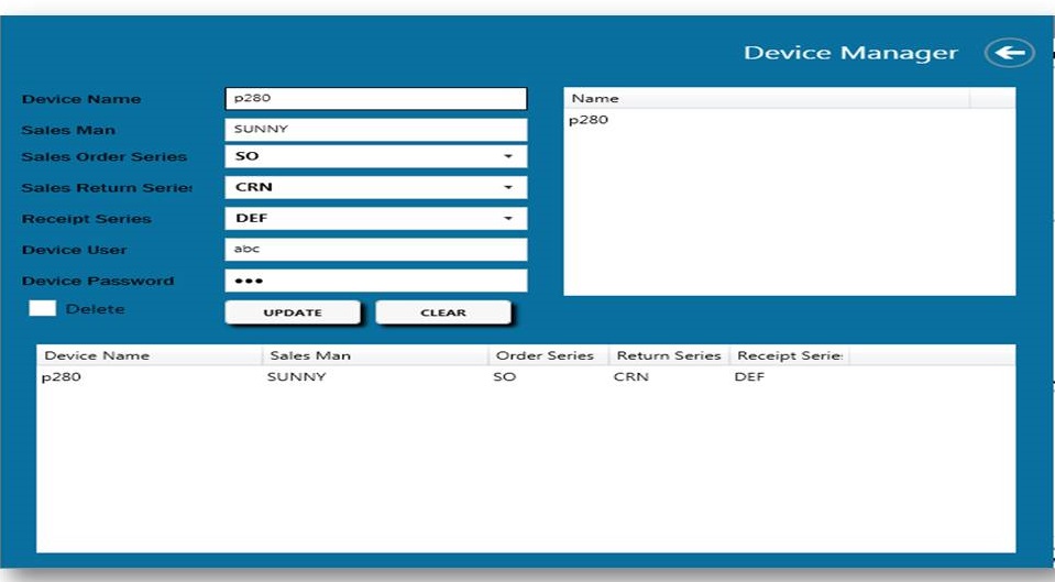 GST billing software-Horizon Mobility Device Manager Window
