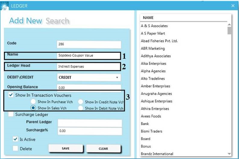 GST billing software-Sodexo Coupon Ledger Creation Part 2 Window