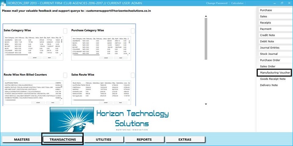 GST billing software-Manufacturing Voucher Window