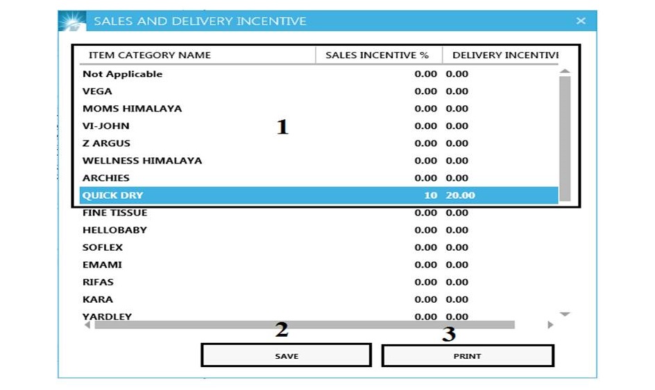 GST billing software-Sales and Delivery Incentive Window