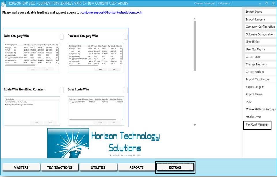 GST billing software-Tax Config Manager Window