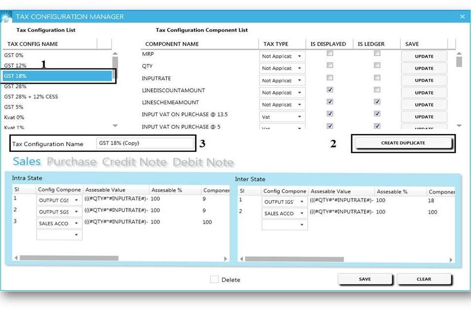 GST billing software-Duplicate Tax Configuration Creation Window 