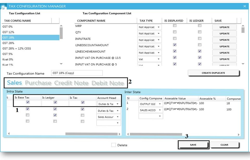 GST billing software-Tax Config Manager Ledger Part
