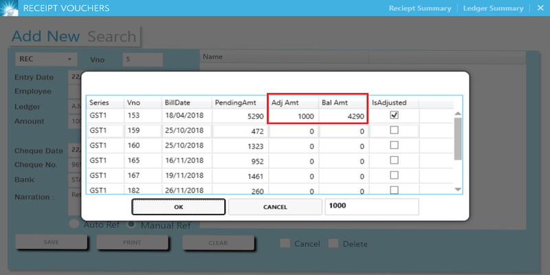 GST billing software-Receipt Voucher