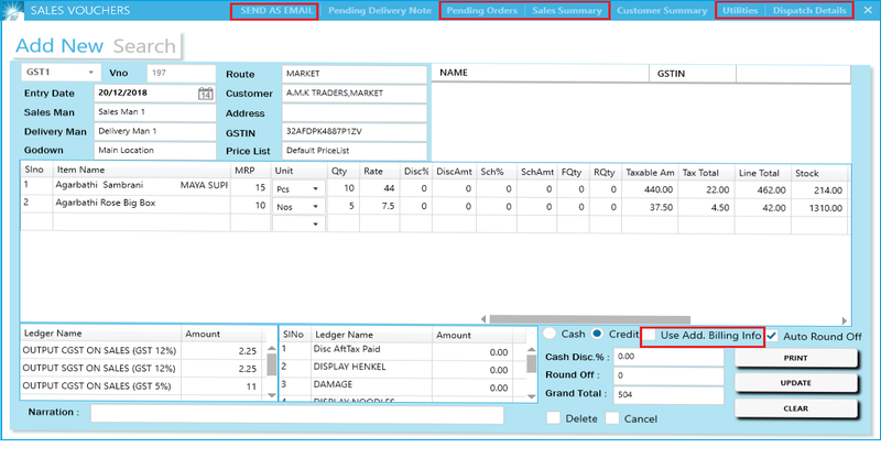GST billing software-Sales Voucher Creation