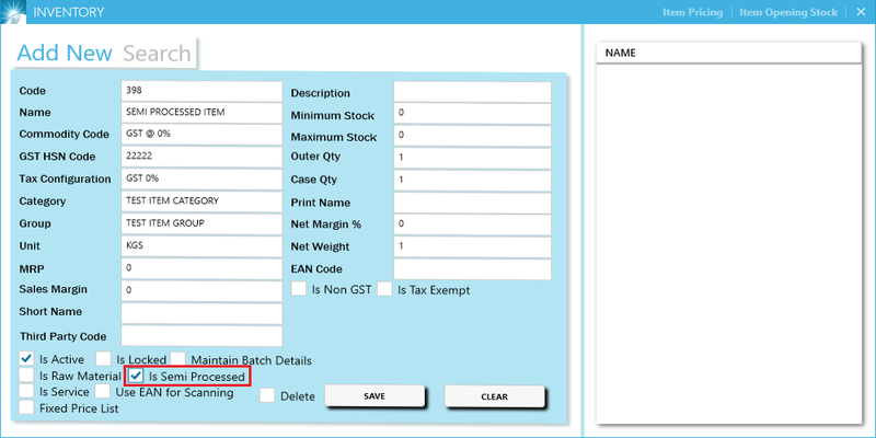 Semi proccessed product