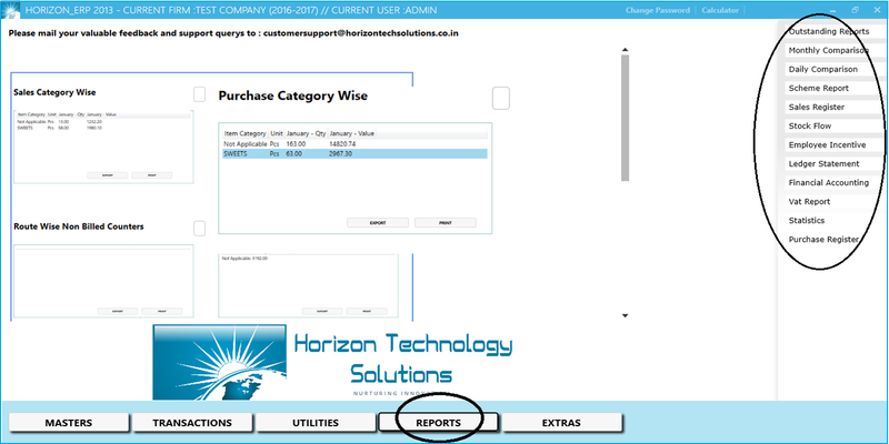 GST billing software-software reports window